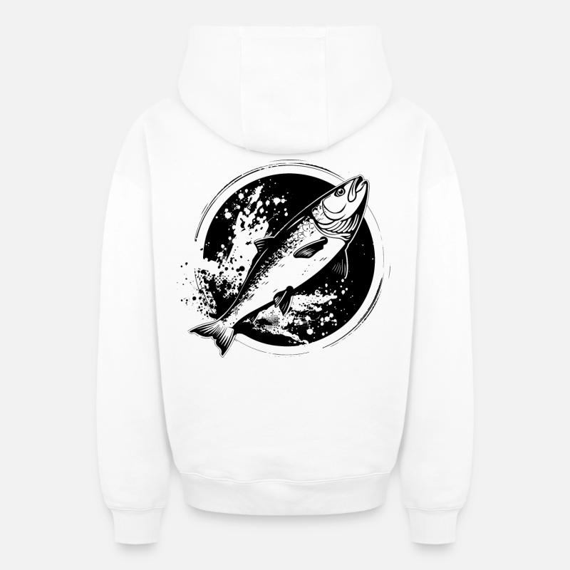 Poisson - Sweat à capuche unisexe zippé oversize épais SPREAD - blanc