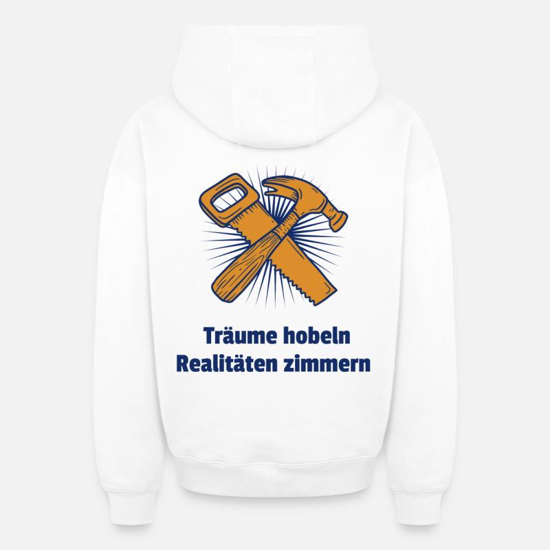 Planer des rêves, sculpter des réalités - Sweat à capuche unisexe zippé oversize épais SPREAD - blanc