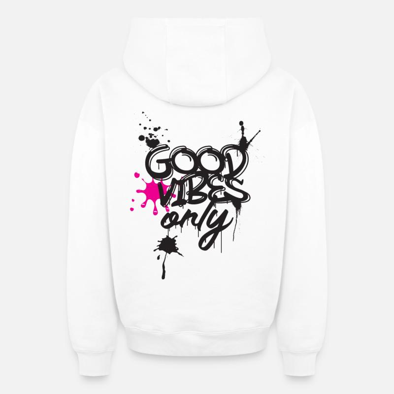 Énergie positive - Sweat à capuche unisexe zippé oversize épais SPREAD - blanc