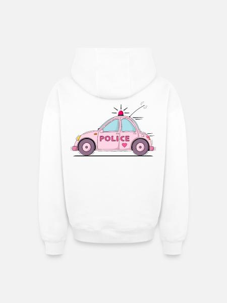 Polizeiauto Police Rosa - Oversized Heavyweight Unisex Zip Hoodie - Weiß