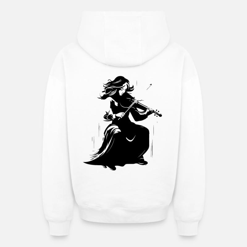 Violoniste - Sweat à capuche unisexe zippé oversize épais SPREAD - blanc