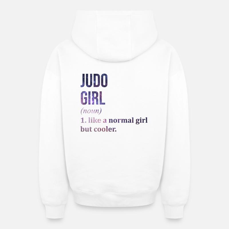 judo - Sweat à capuche unisexe zippé oversize épais SPREAD - blanc