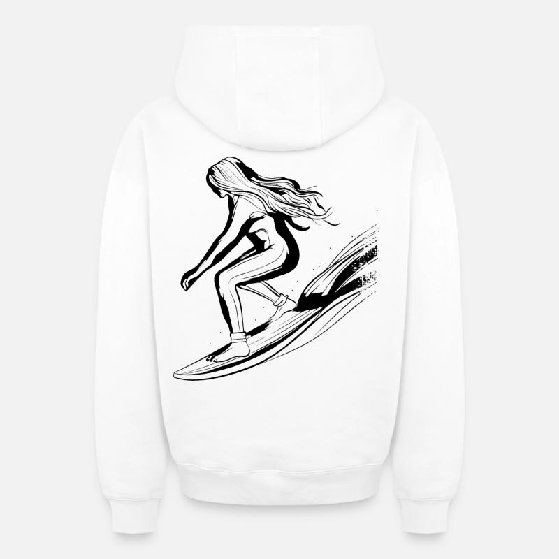 Surfeuse Fille - Sweat à capuche unisexe zippé oversize épais SPREAD - blanc