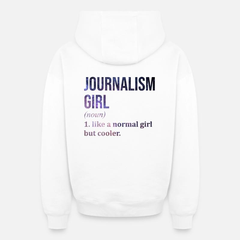 journalisme - Sweat à capuche unisexe zippé oversize épais SPREAD - blanc
