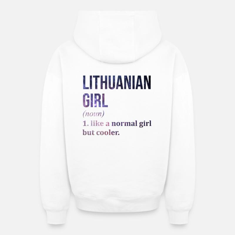 Lituanie - Sweat à capuche unisexe zippé oversize épais SPREAD - blanc