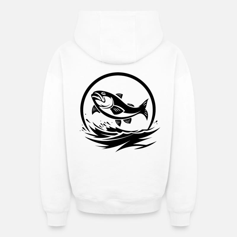 Pêche - Sweat à capuche unisexe zippé oversize épais SPREAD - blanc