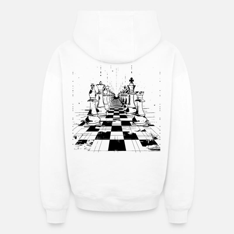 Graphismes d’échecs - Sweat à capuche unisexe zippé oversize épais SPREAD - blanc