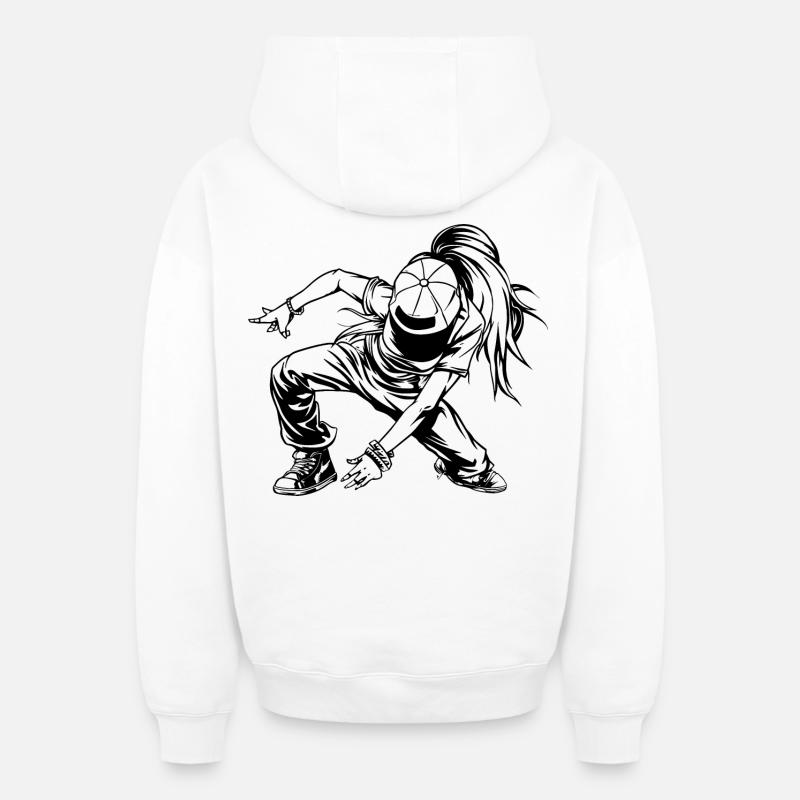 Croquis de breakdancer - Sweat à capuche unisexe zippé oversize épais SPREAD - blanc