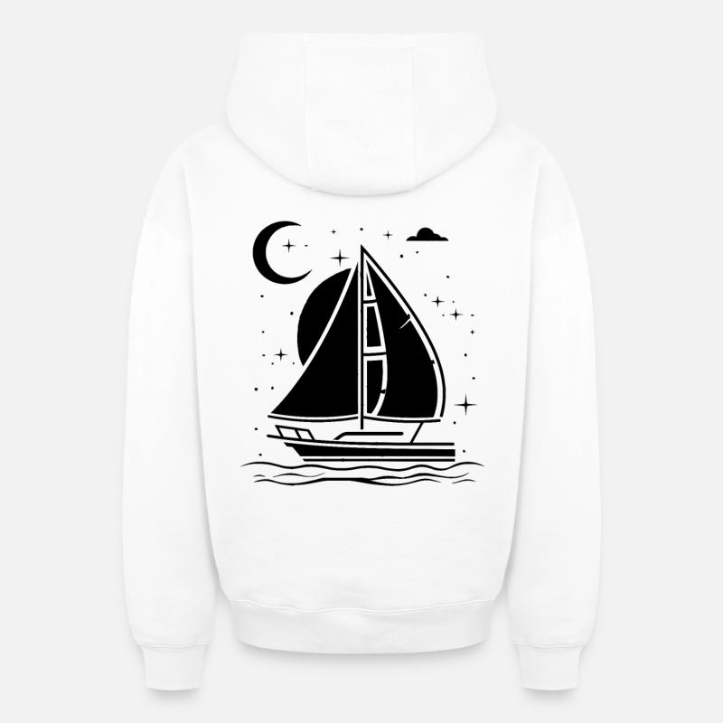 Voile - Sweat à capuche unisexe zippé oversize épais SPREAD - blanc