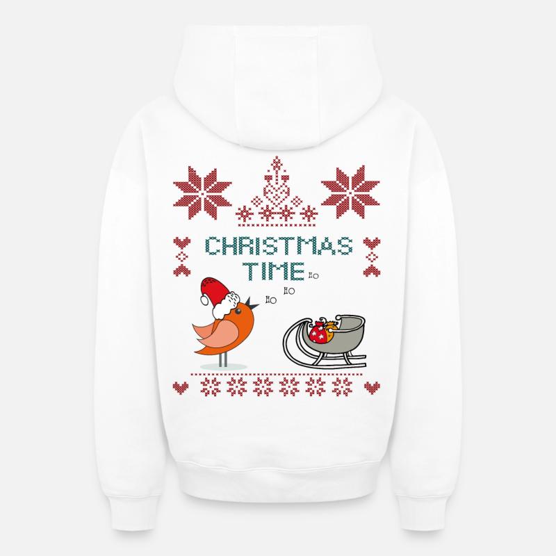 Période de Noël - Sweat à capuche unisexe zippé oversize épais SPREAD - blanc