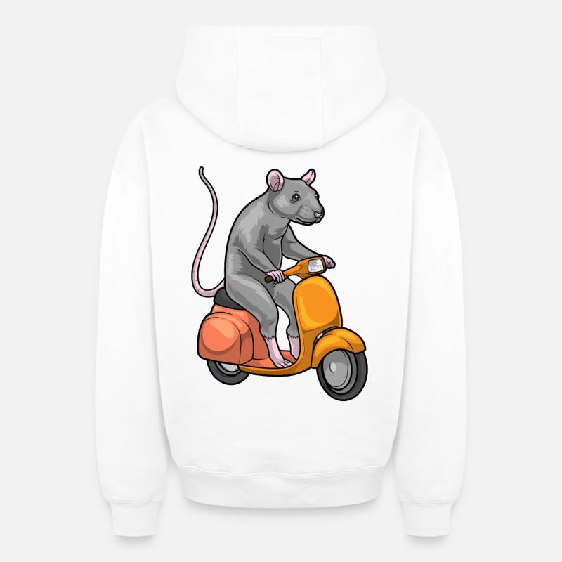 Trottinette Rat - Sweat à capuche unisexe zippé oversize épais SPREAD - blanc