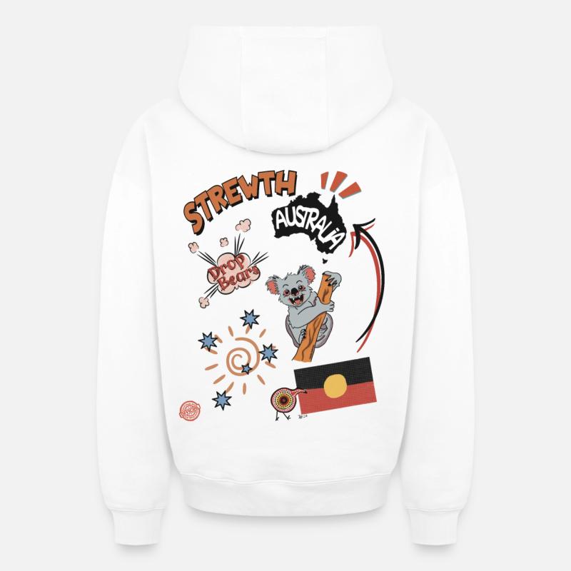 Strewth, Australie - Sweat à capuche unisexe zippé oversize épais SPREAD - blanc