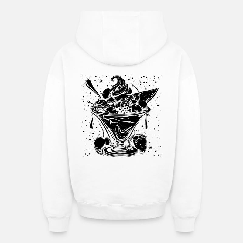 Eiscreme Eisbecher - Oversized Heavyweight Unisex Zip Hoodie - Weiß