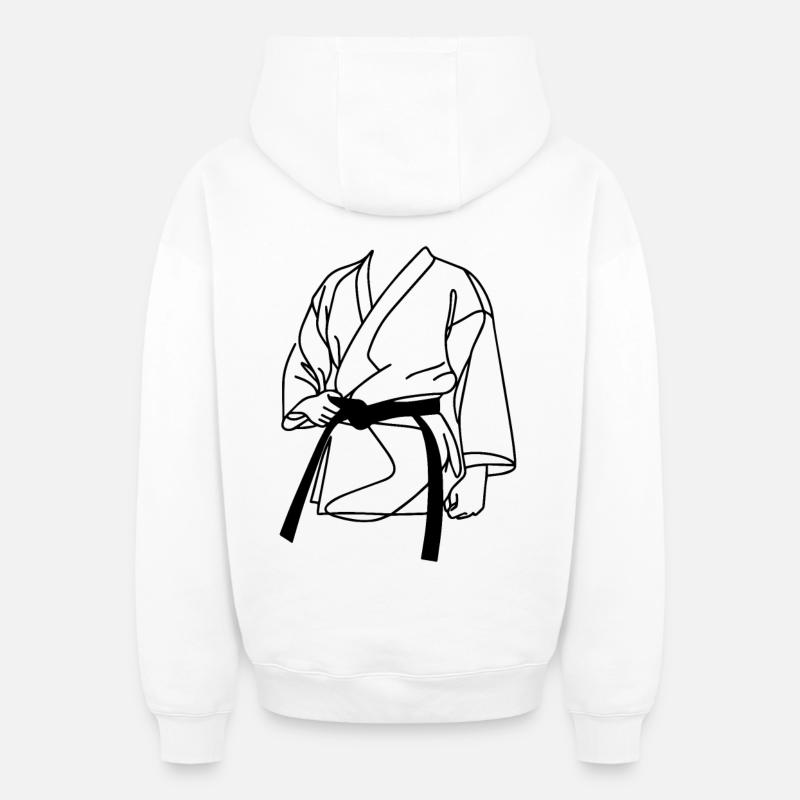 Dessin Karateka - Sweat à capuche unisexe zippé oversize épais SPREAD - blanc