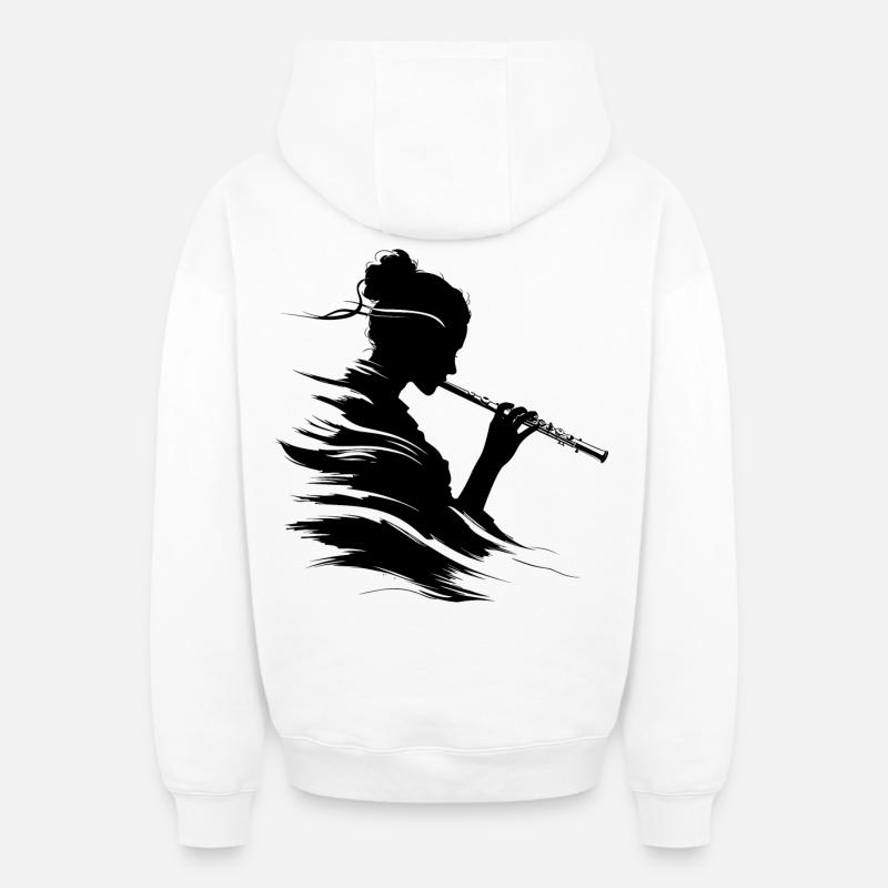 Flûtiste - Sweat à capuche unisexe zippé oversize épais SPREAD - blanc