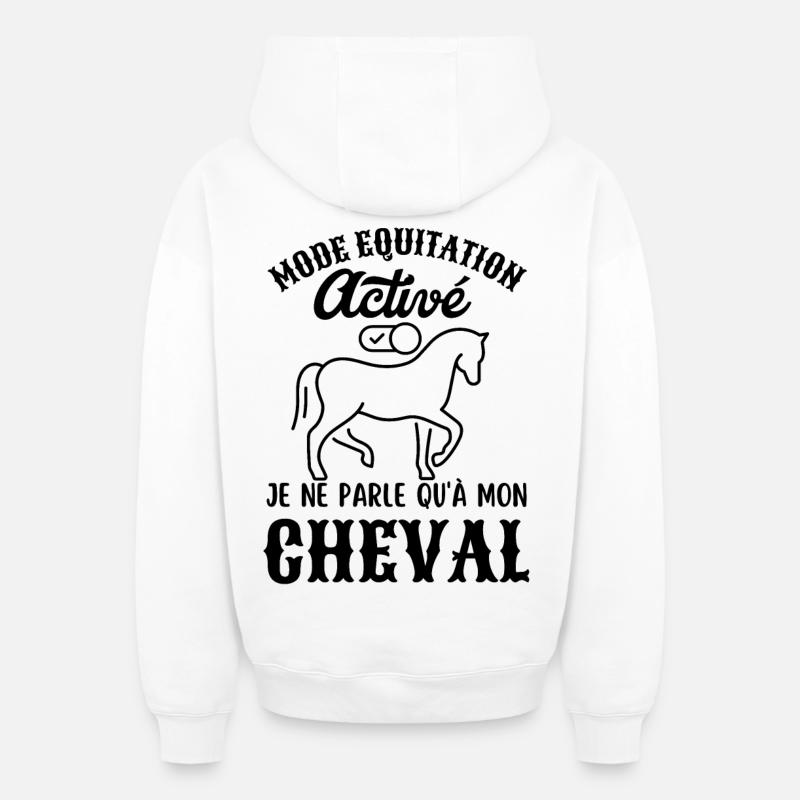 Mode équitation activé - Sweat à capuche unisexe zippé oversize épais SPREAD - blanc