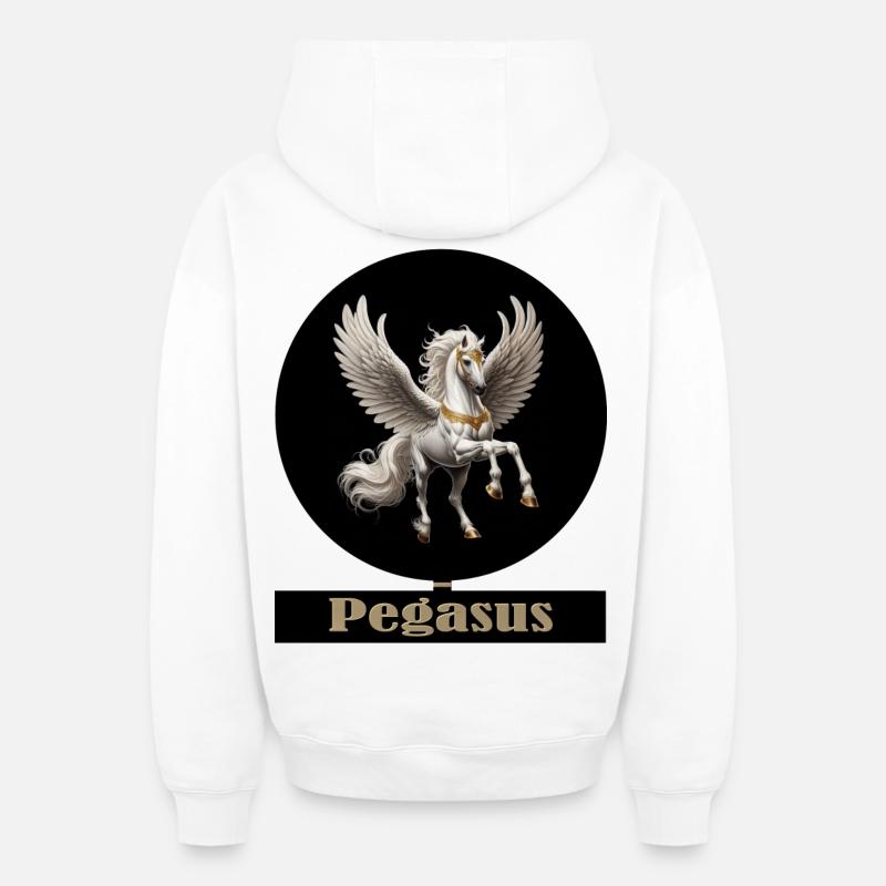 Pégase Cheval Ailé Majesté - Sweat à capuche unisexe zippé oversize épais SPREAD - blanc