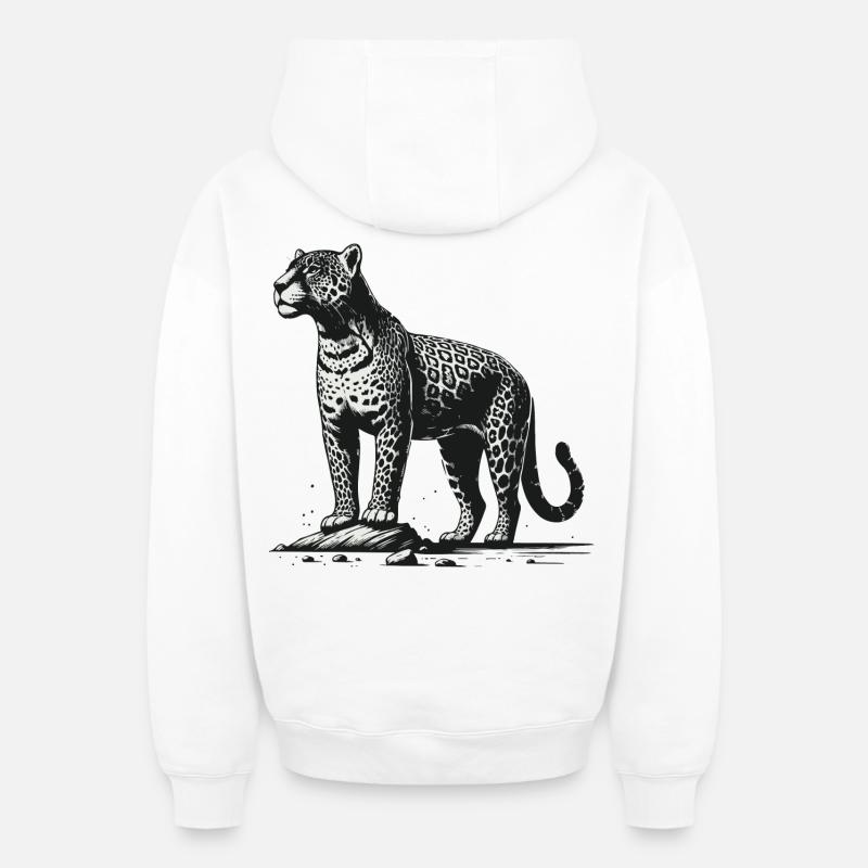 Jaguar - Sweat à capuche unisexe zippé oversize épais SPREAD - blanc