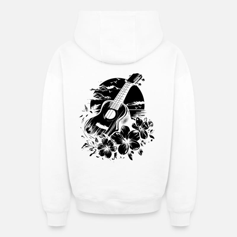 Graphiques Ukulele - Sweat à capuche unisexe zippé oversize épais SPREAD - blanc