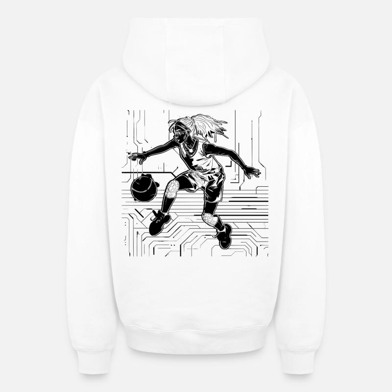 Basketteuse - Sweat à capuche unisexe zippé oversize épais SPREAD - blanc
