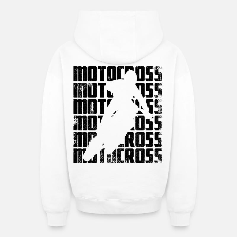 Motocross - Sweat à capuche unisexe zippé oversize épais SPREAD - blanc