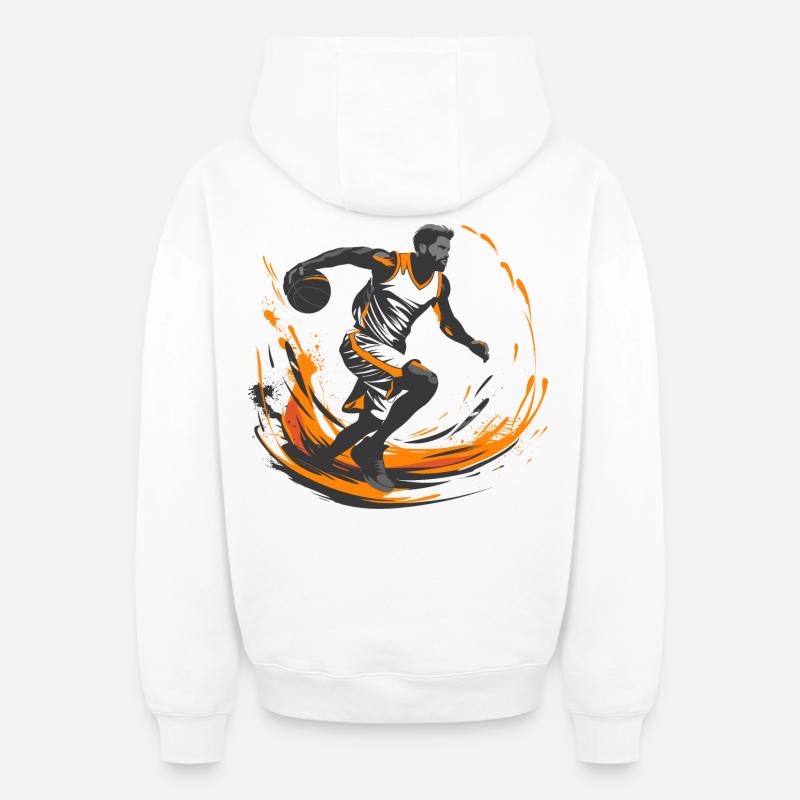 Basketteur - Sweat à capuche unisexe zippé oversize épais SPREAD - blanc