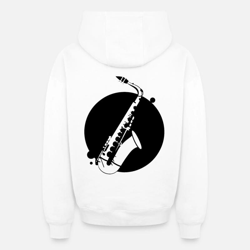 Saxophone - Sweat à capuche unisexe zippé oversize épais SPREAD - blanc