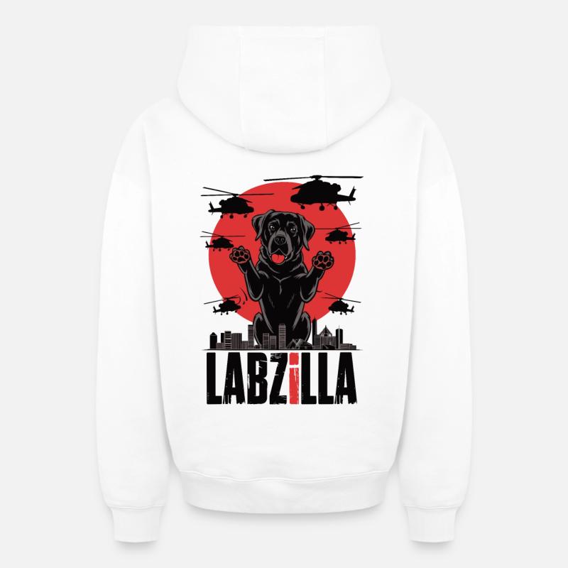 Labzilla - Sweat à capuche unisexe zippé oversize épais SPREAD - blanc