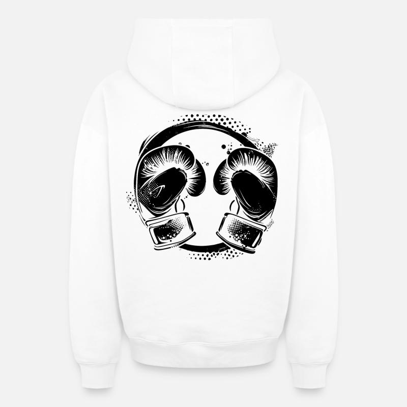 Kickboxing - Sweat à capuche unisexe zippé oversize épais SPREAD - blanc