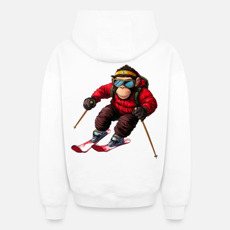Singe de ski - Sweat à capuche unisexe zippé oversize épais SPREAD - blanc