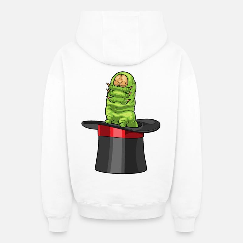 Cylindre Caterpillar - Sweat à capuche unisexe zippé oversize épais SPREAD - blanc