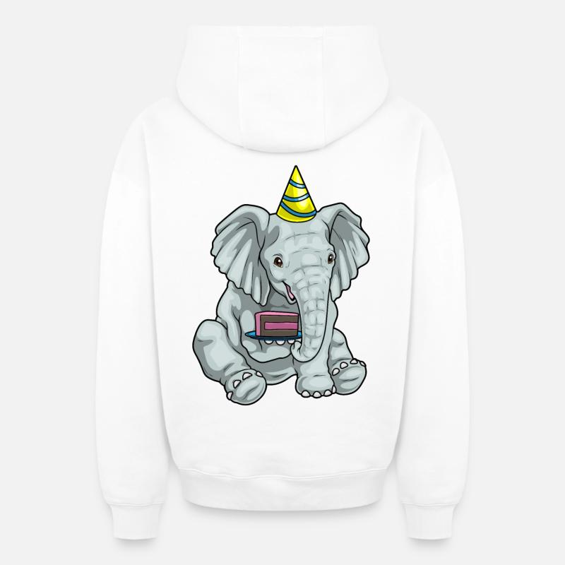 Gâteau éléphant - Sweat à capuche unisexe zippé oversize épais SPREAD - blanc