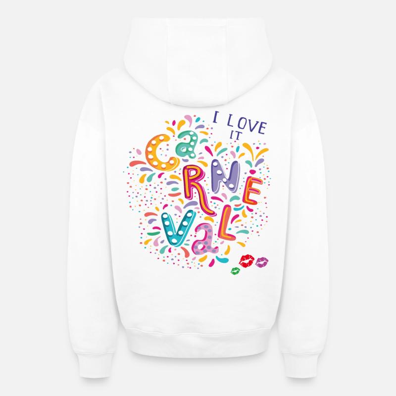 Carnaval, Confettis de carnaval - Sweat à capuche unisexe zippé oversize épais SPREAD - blanc