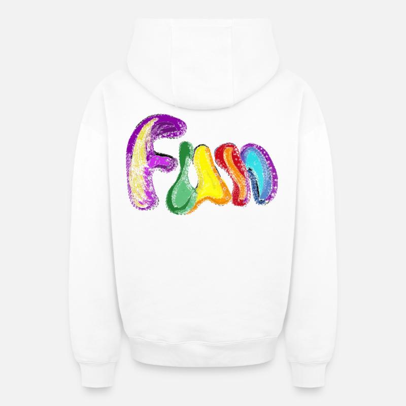 AMUSEMENT - Sweat à capuche unisexe zippé oversize épais SPREAD - blanc