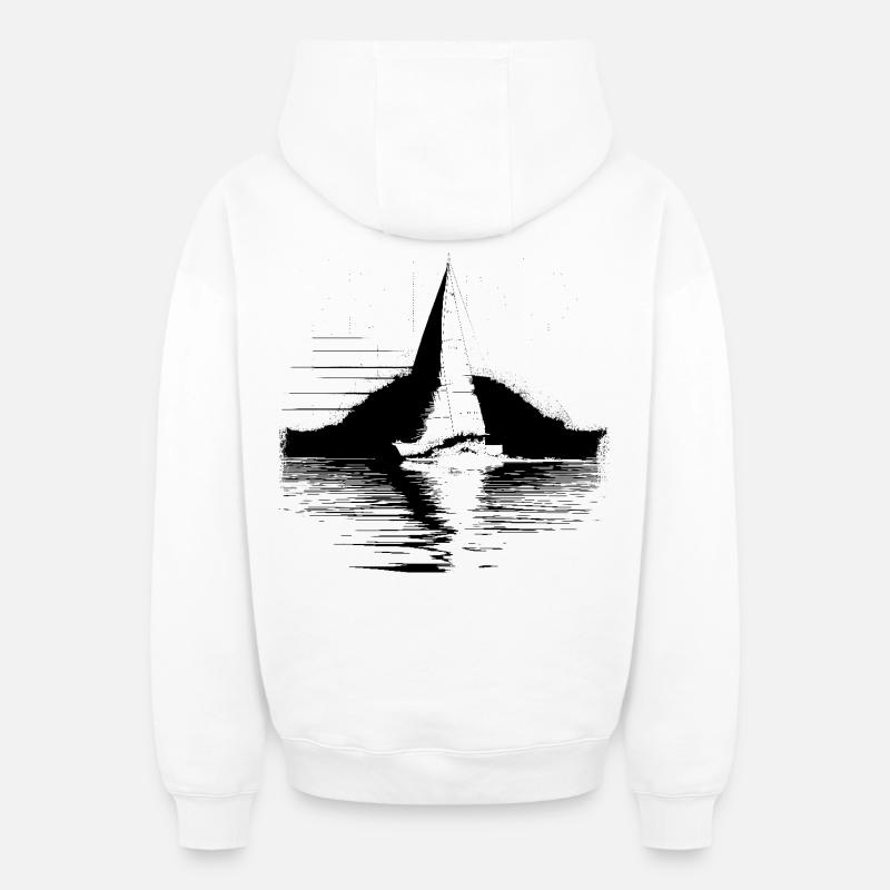 Voilier - Sweat à capuche unisexe zippé oversize épais SPREAD - blanc