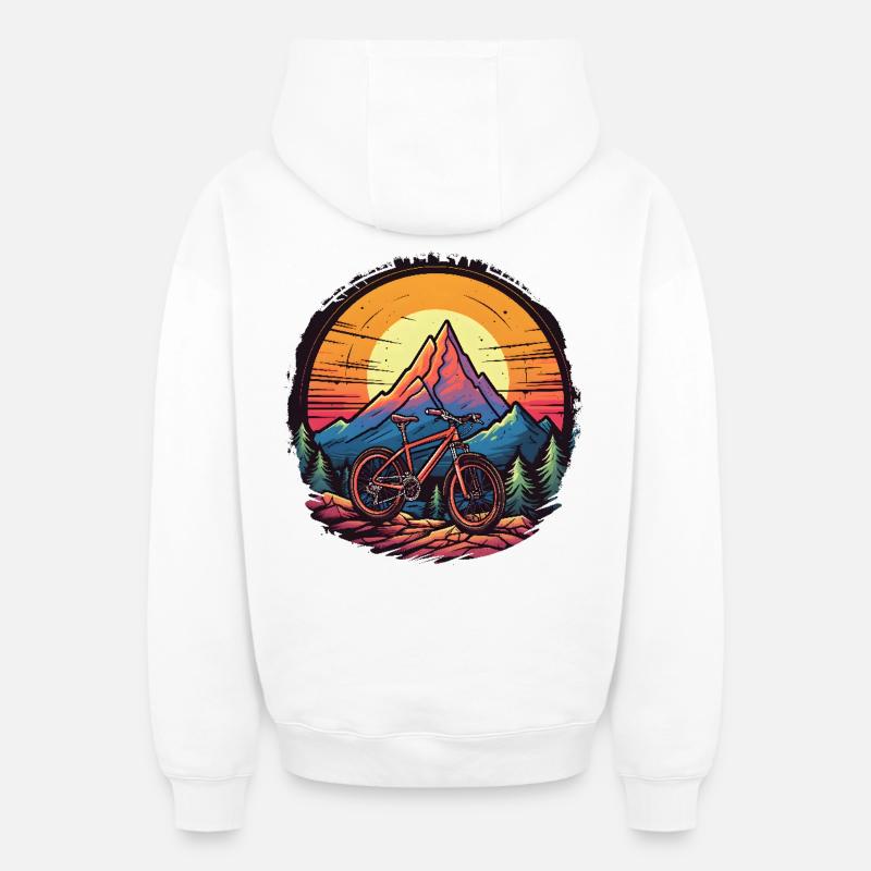 VTT style dessin animé - Sweat à capuche unisexe zippé oversize épais SPREAD - blanc