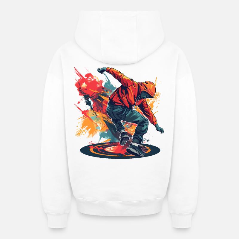 Breakdancer Graffiti - Oversized Heavyweight Unisex Zip Hoodie - Weiß