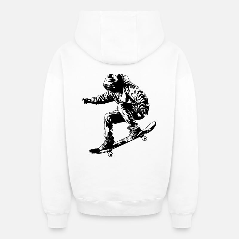 Planchistes - Sweat à capuche unisexe zippé oversize épais SPREAD - blanc