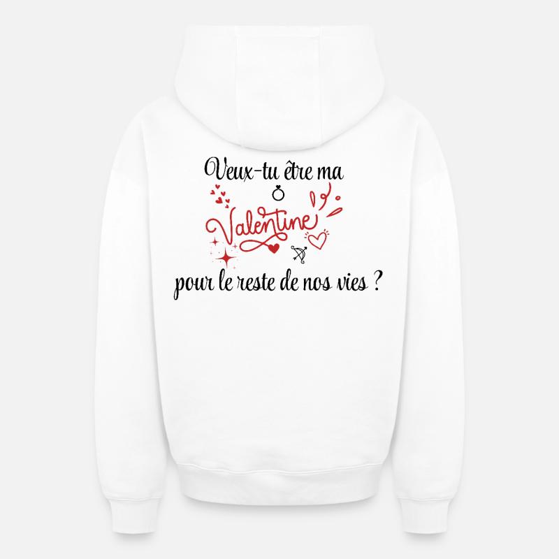 Demande en mariage, Saint-Valentin, Romantique - Sweat à capuche unisexe zippé oversize épais SPREAD - blanc