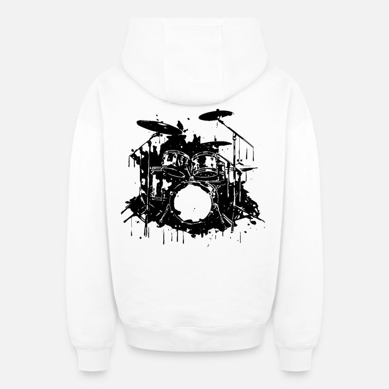 Percussion - Sweat à capuche unisexe zippé oversize épais SPREAD - blanc