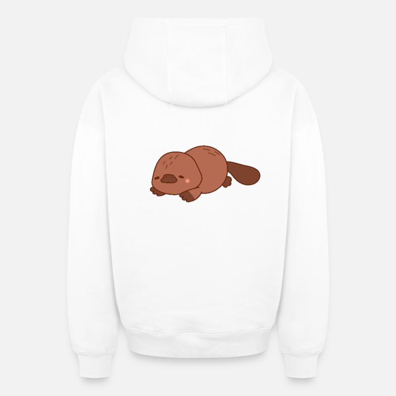 L’étrange ornithorynque - Sweat à capuche unisexe zippé oversize épais SPREAD - blanc