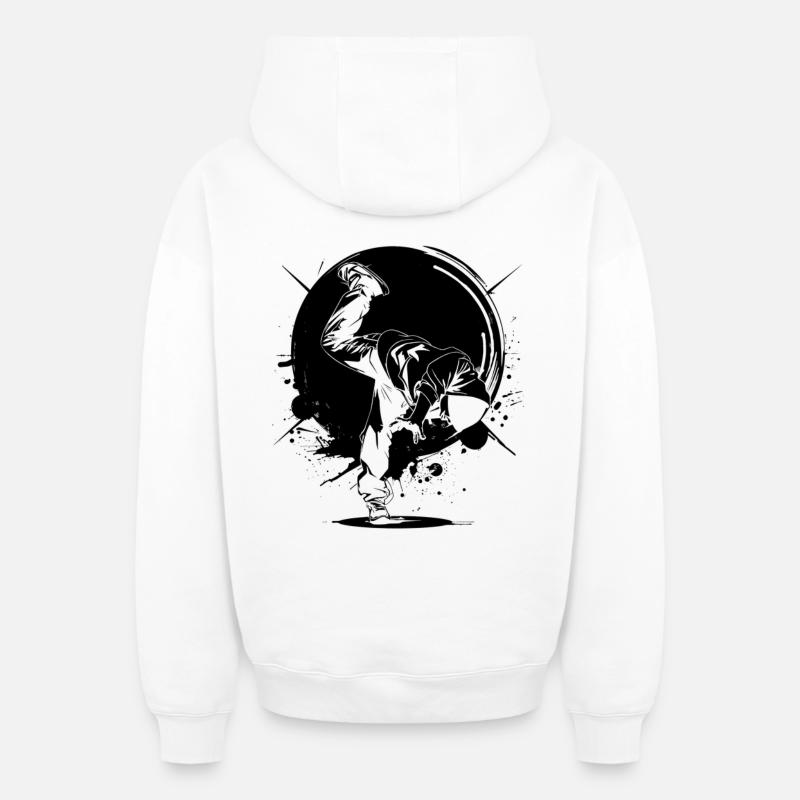 Breakdancer - Sweat à capuche unisexe zippé oversize épais SPREAD - blanc