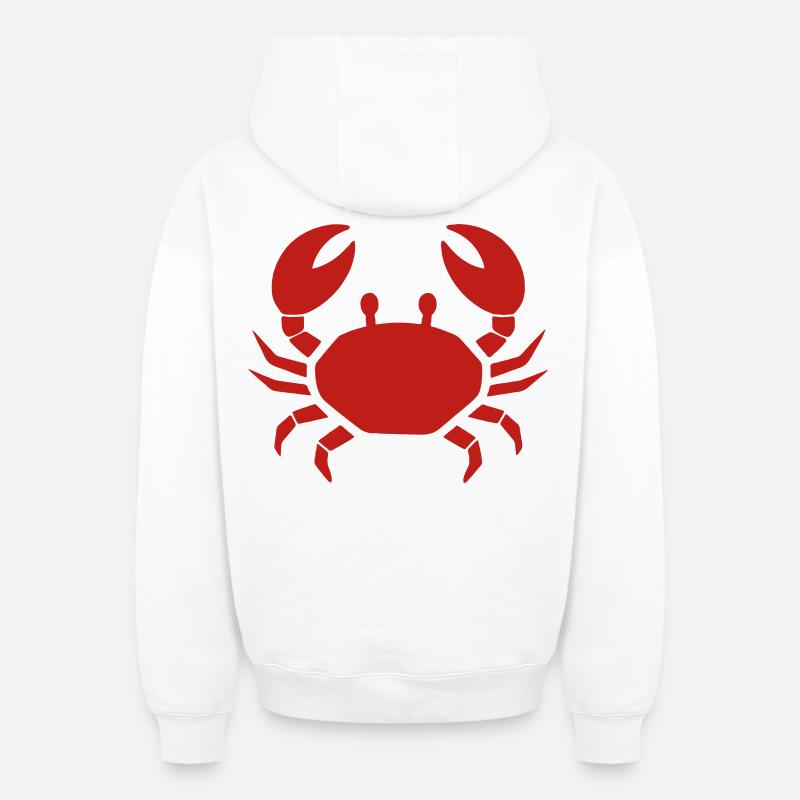 Breloque crabe côtier - Sweat à capuche unisexe zippé oversize épais SPREAD - blanc