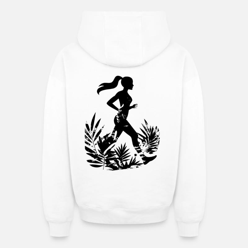 Femme coureuse dessin animé - Sweat à capuche unisexe zippé oversize épais SPREAD - blanc