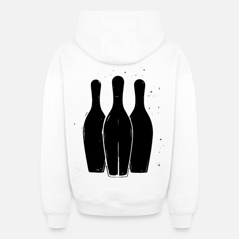 Dessin de bowling - Sweat à capuche unisexe zippé oversize épais SPREAD - blanc