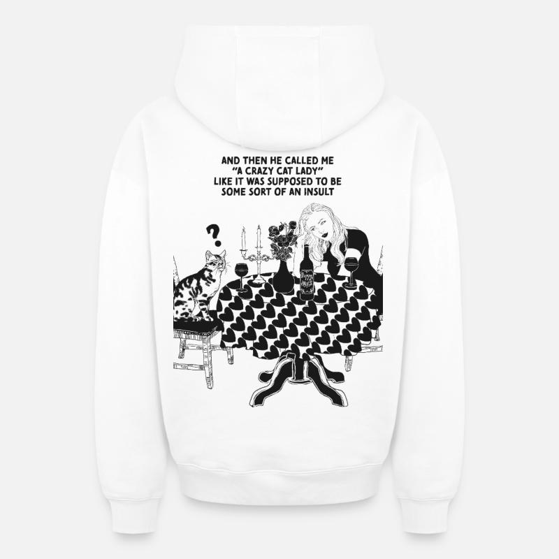 DAME CHAT FOLLE - Sweat à capuche unisexe zippé oversize épais SPREAD - blanc