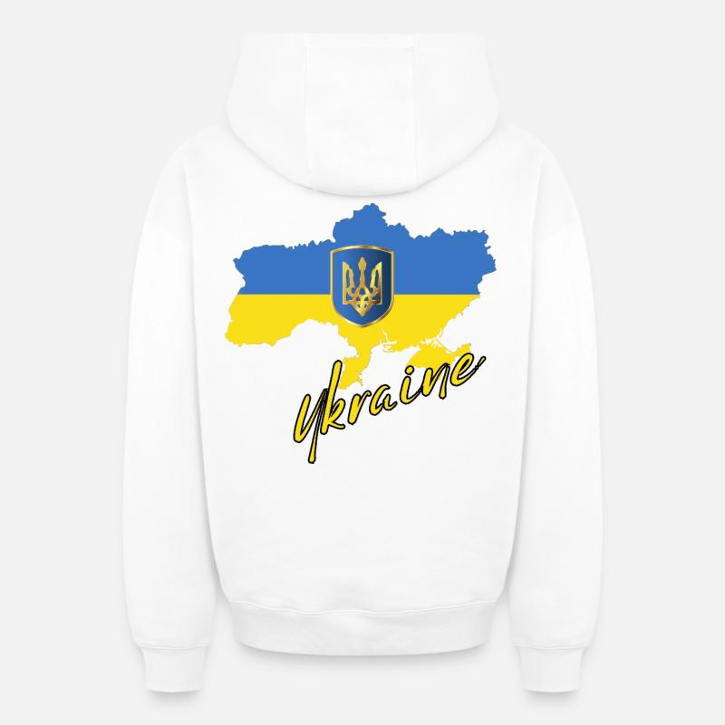 Fierté ukrainienne, drapeau ukrainien - Sweat à capuche unisexe zippé oversize épais SPREAD - blanc