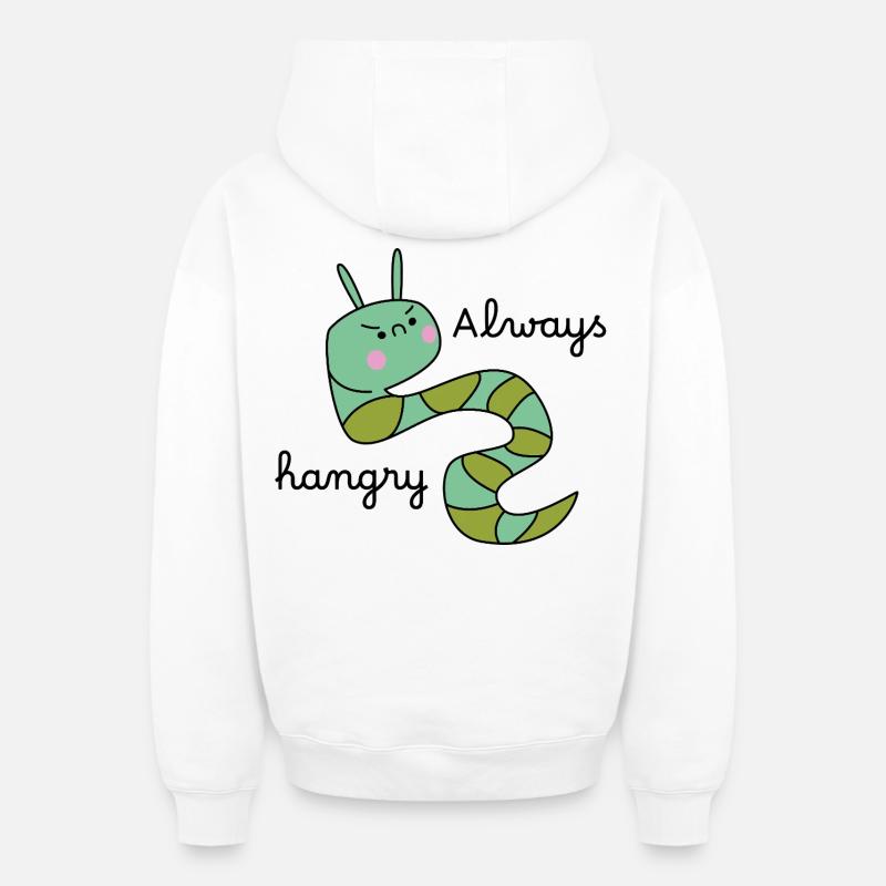 Grumpy Caterpillar – Lustige Cartoon-Raupe - Sweat à capuche unisexe zippé oversize épais SPREAD - blanc