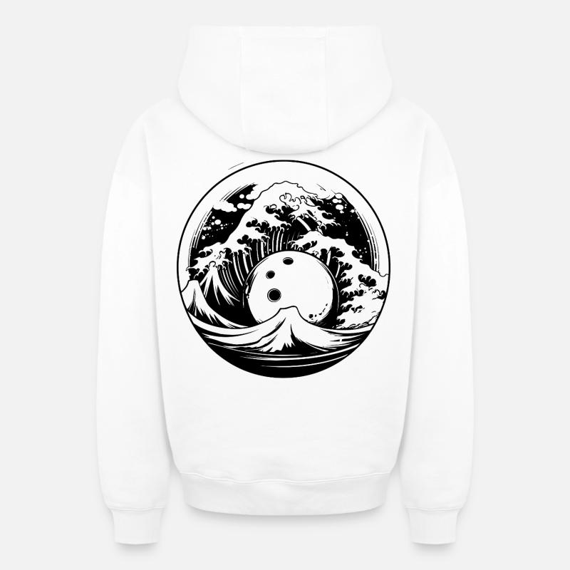 Bowling - Sweat à capuche unisexe zippé oversize épais SPREAD - blanc