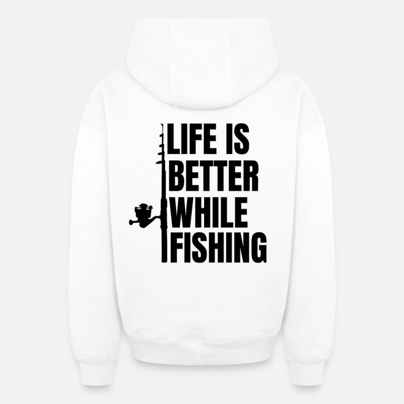Fischer Motivation - Sweat à capuche unisexe zippé oversize épais SPREAD - blanc